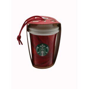 Starbucks Mini Red Cup Ceramic Ornament Holiday 2014 To Go Travel Cup Christmas